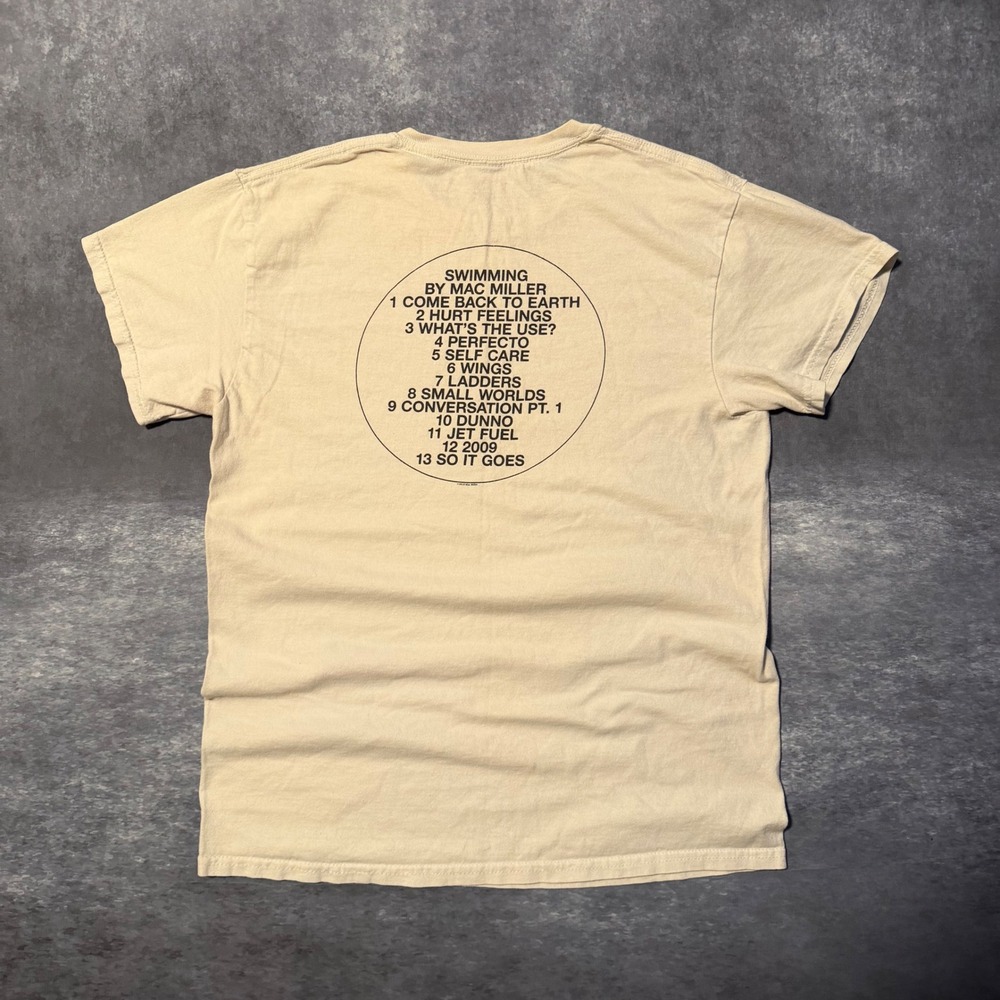 Mac Miller Swimming Album Graphic T-Shirt Mens Medium Tan Beige Double Sided - Picture 2 of 9